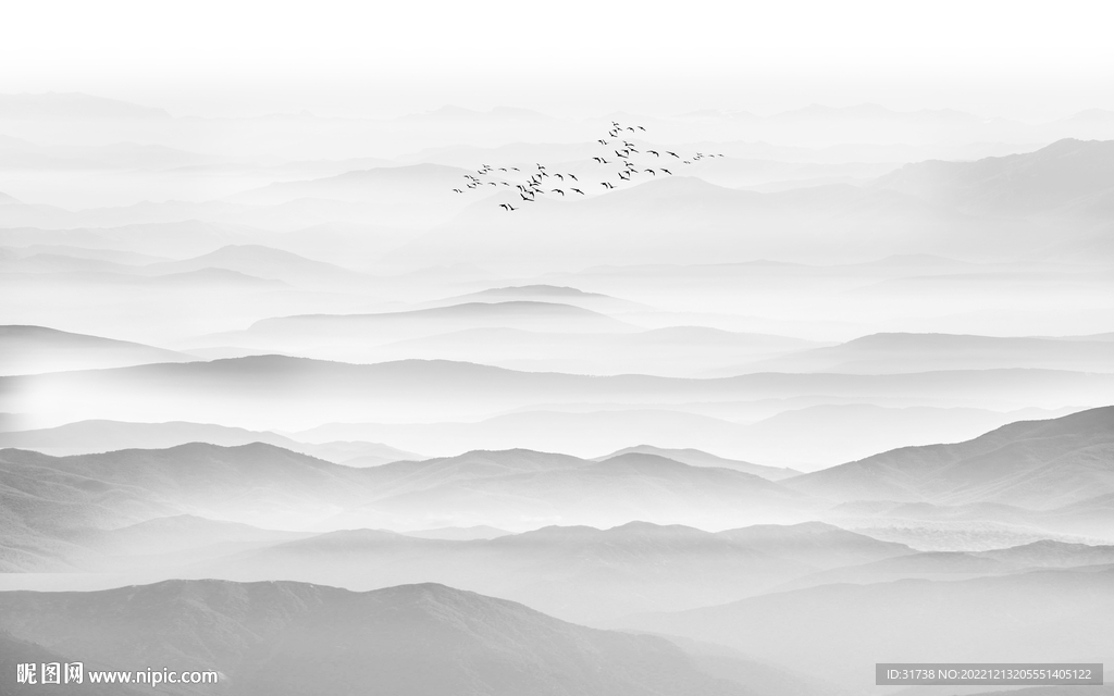 山水水墨山水画