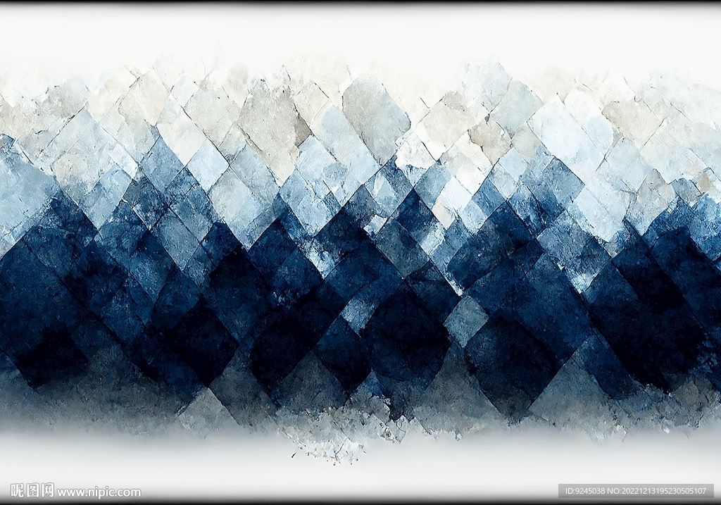 蓝色极简轻奢几何客厅地垫地毯