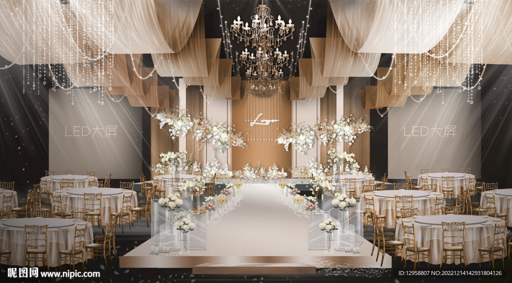 香槟色韩式婚礼效果图