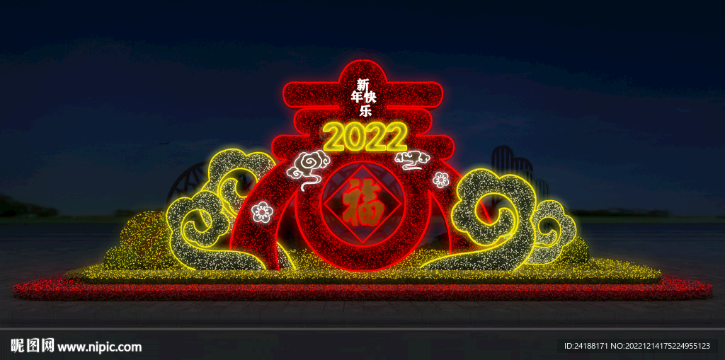 春节街道亮化 PSD分层效果 