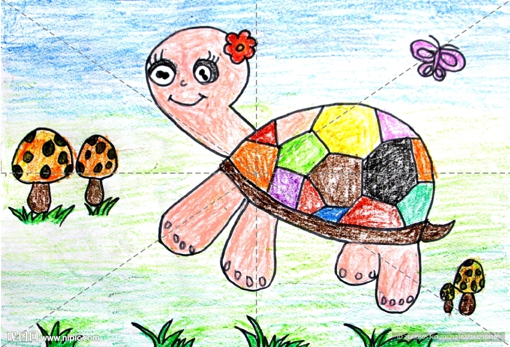 蜡笔画乌龟