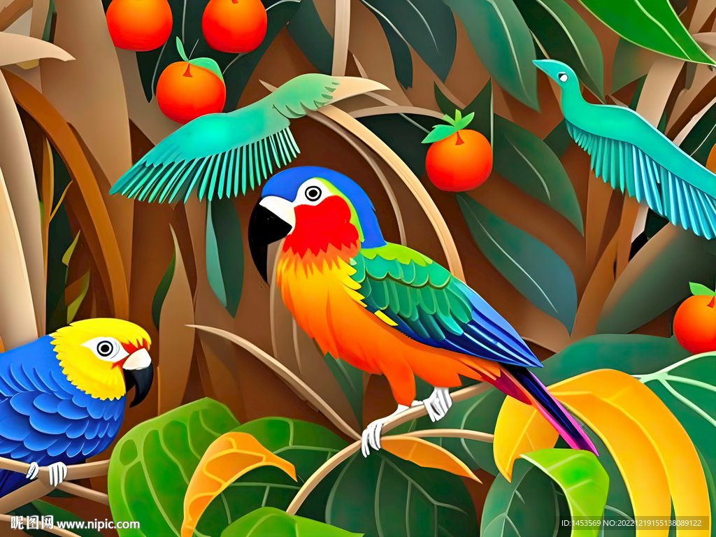 手绘热带植物花朵