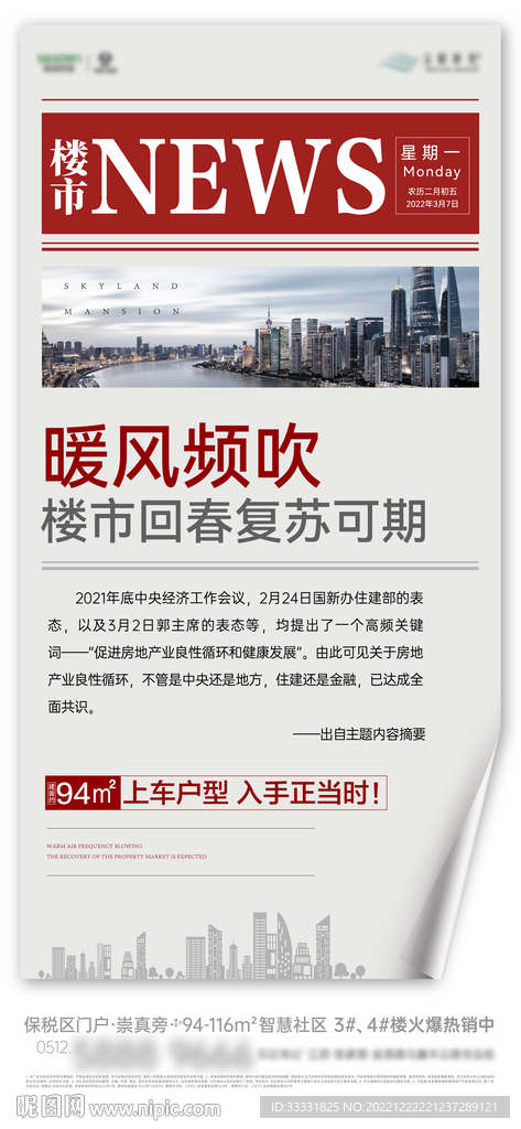 地产政策利好热点海报