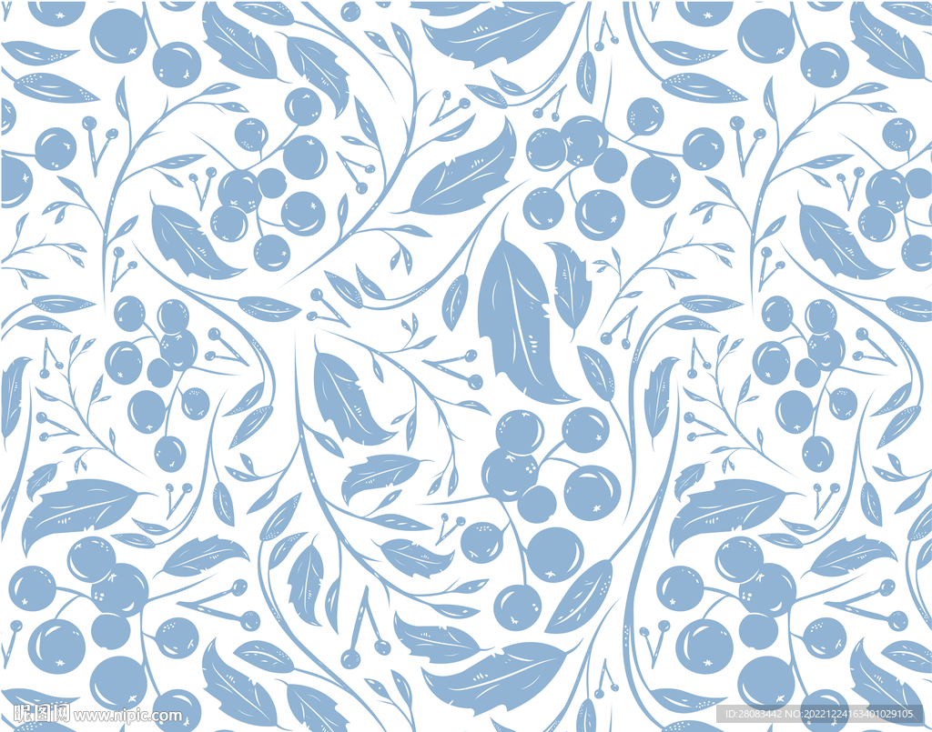 叶子花卉四方连续图案