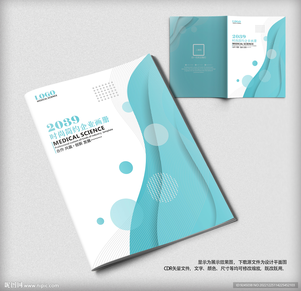 大气流线蓝色科技公司画册封面