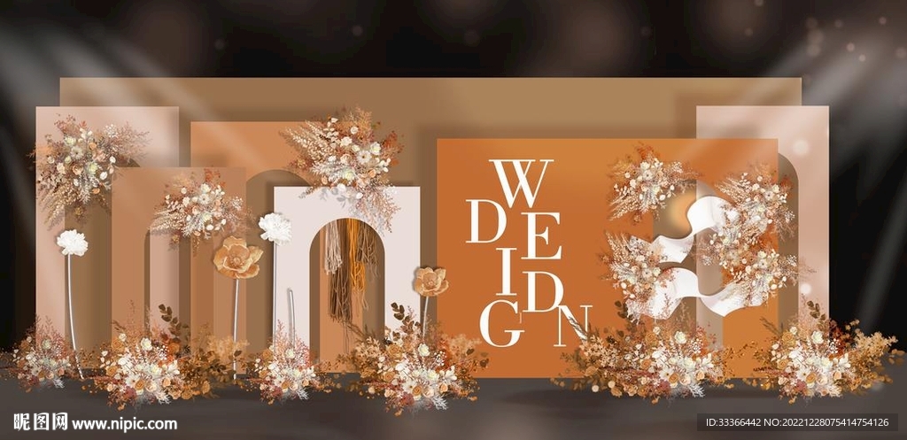 泰式橘色婚礼迎宾区