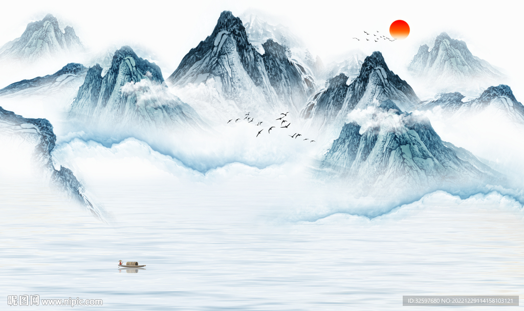 新中式山水背景