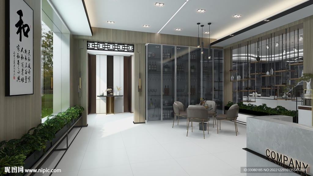 中式烟酒店效果图