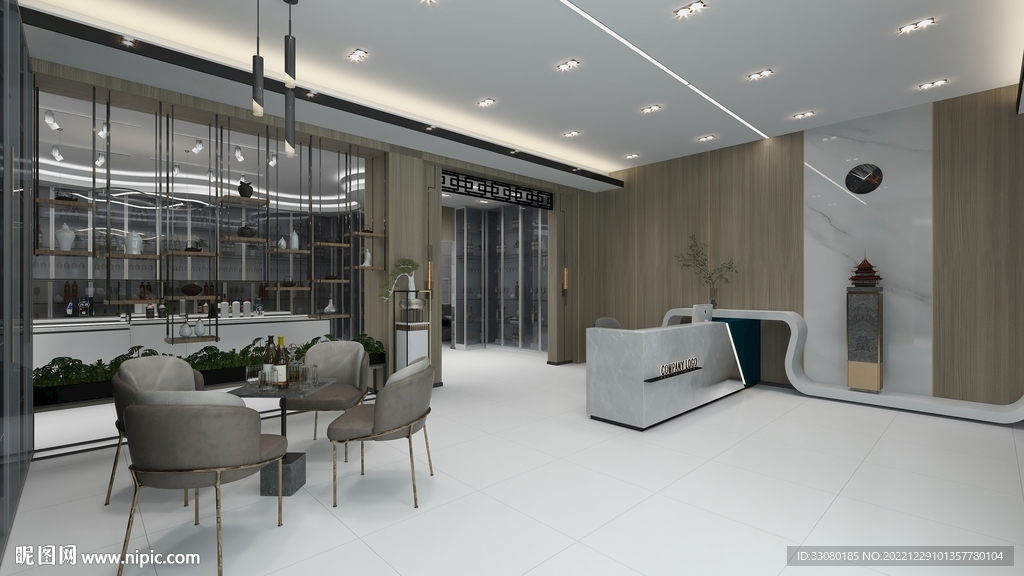 中式烟酒店效果图