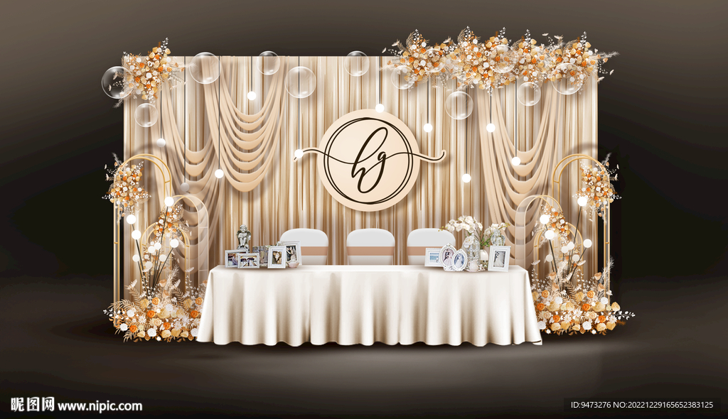 香槟色婚礼签到区