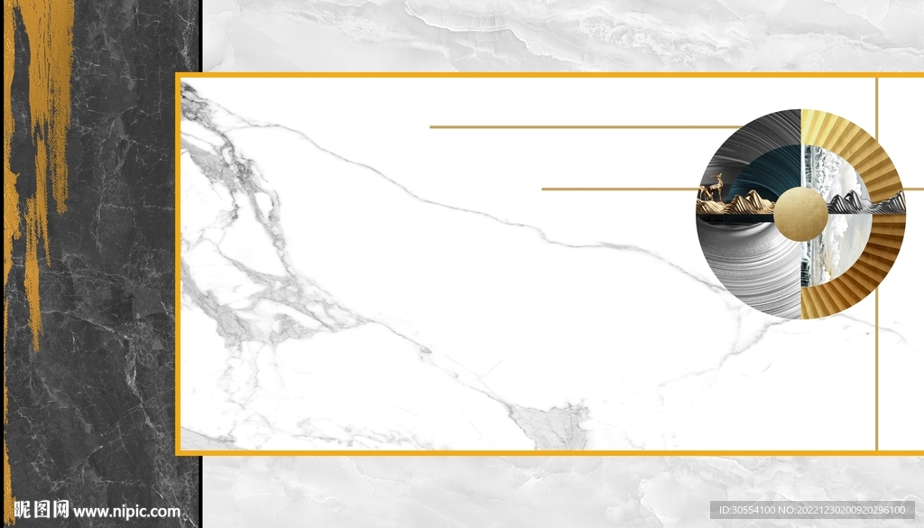 灰白根大理石背景墙 山水画弧线