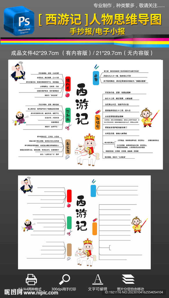 西游记思维导图读书手抄报小报
