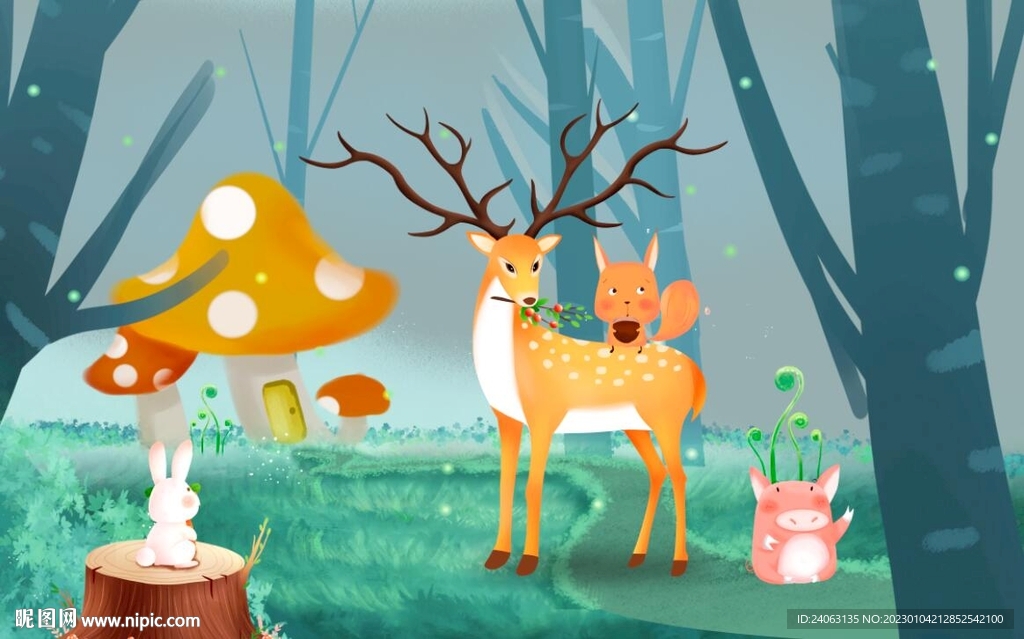 儿童房间森林壁画