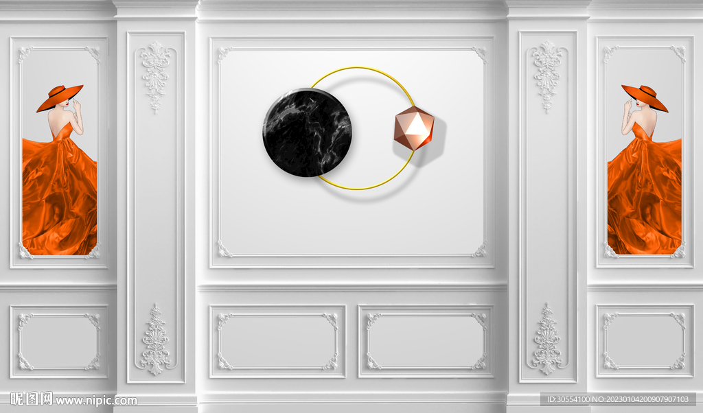 护墙板新中式背景墙图片