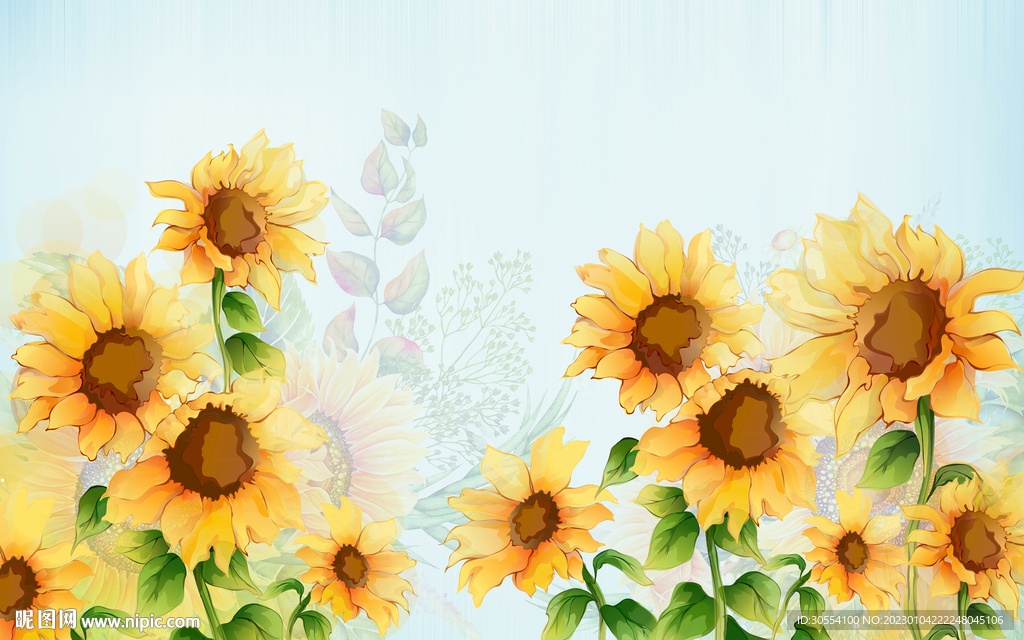清新向日葵背景墙图片