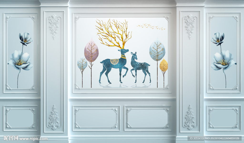 罗马柱护墙板背景墙图片