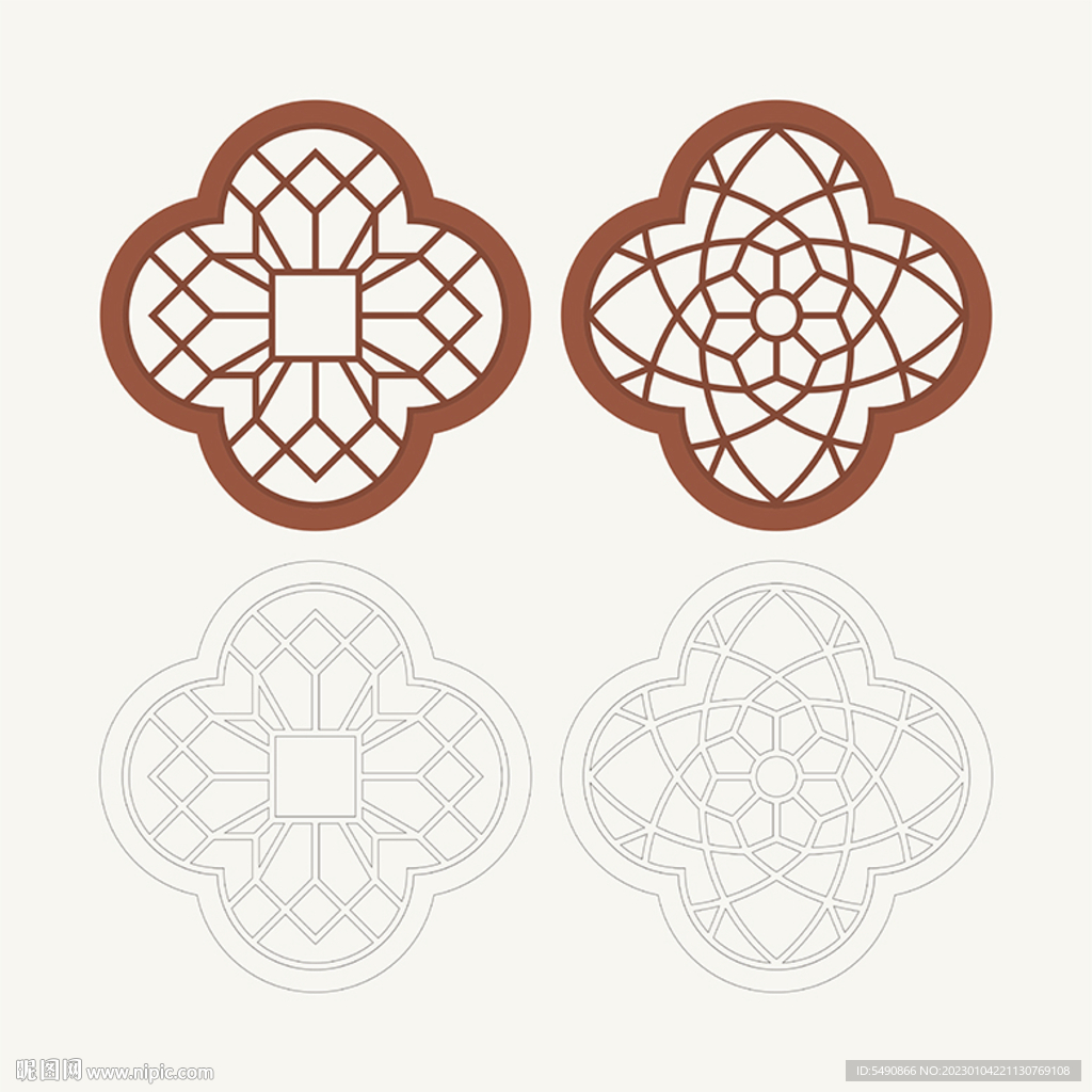 梅花形窗花格 花窗 中式图案