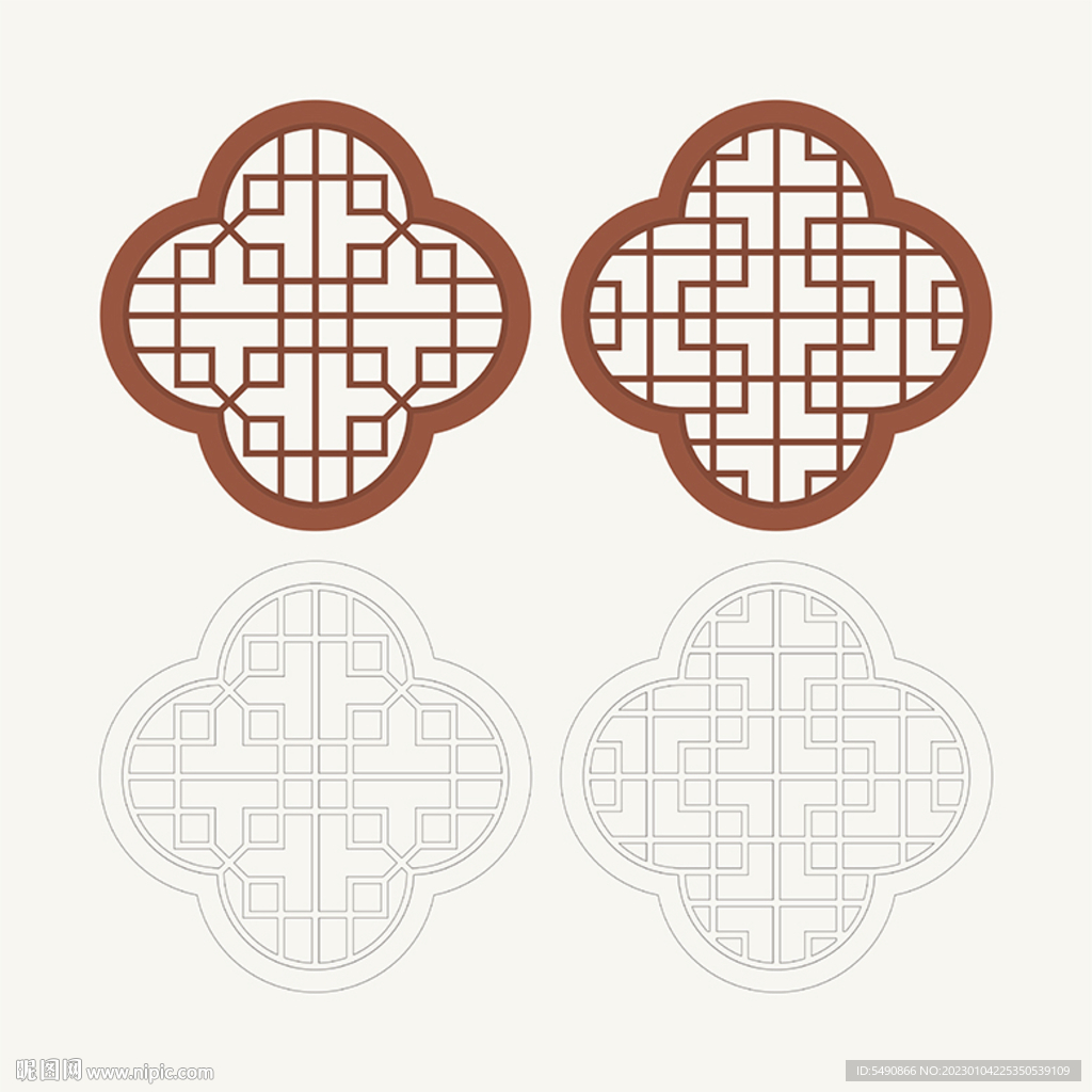 梅花形窗花格 花窗 中式图案