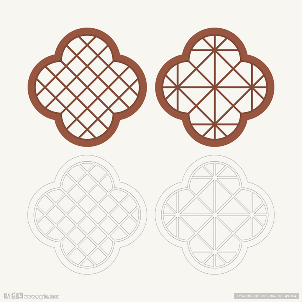 梅花形窗花格 花窗 中式图案