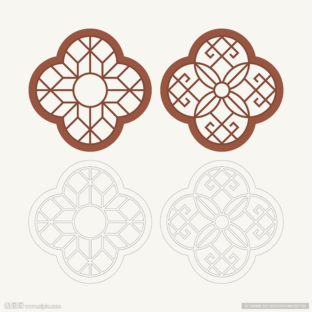 梅花形窗花格 花窗 中式图案