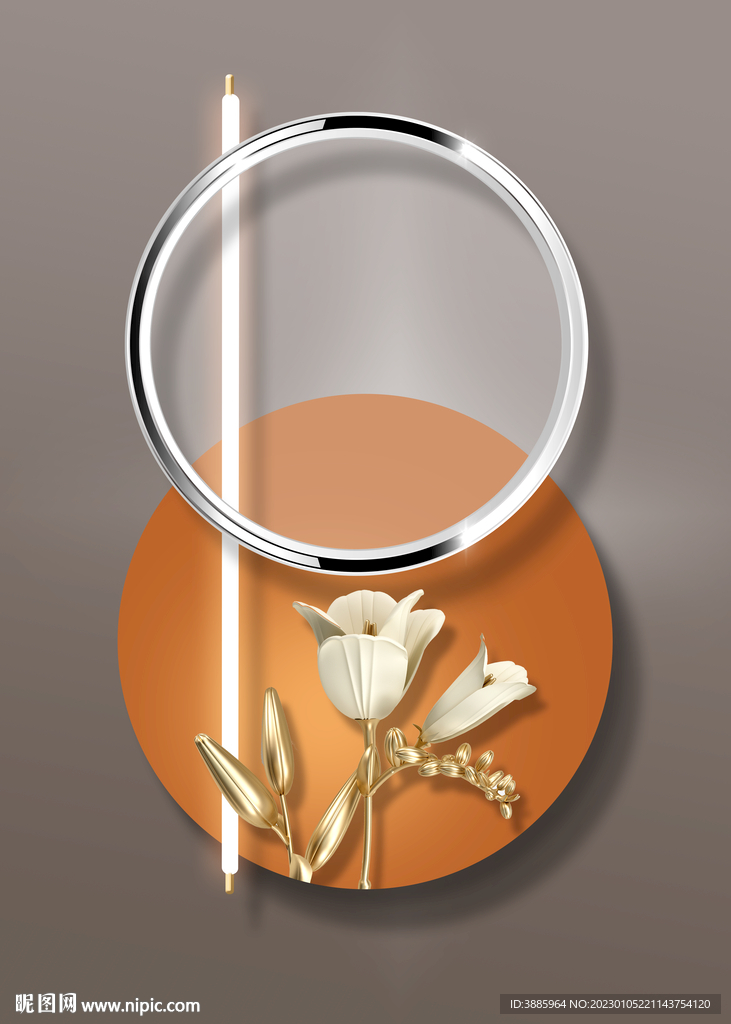 北欧抽象几何光影麋鹿玄关背景墙