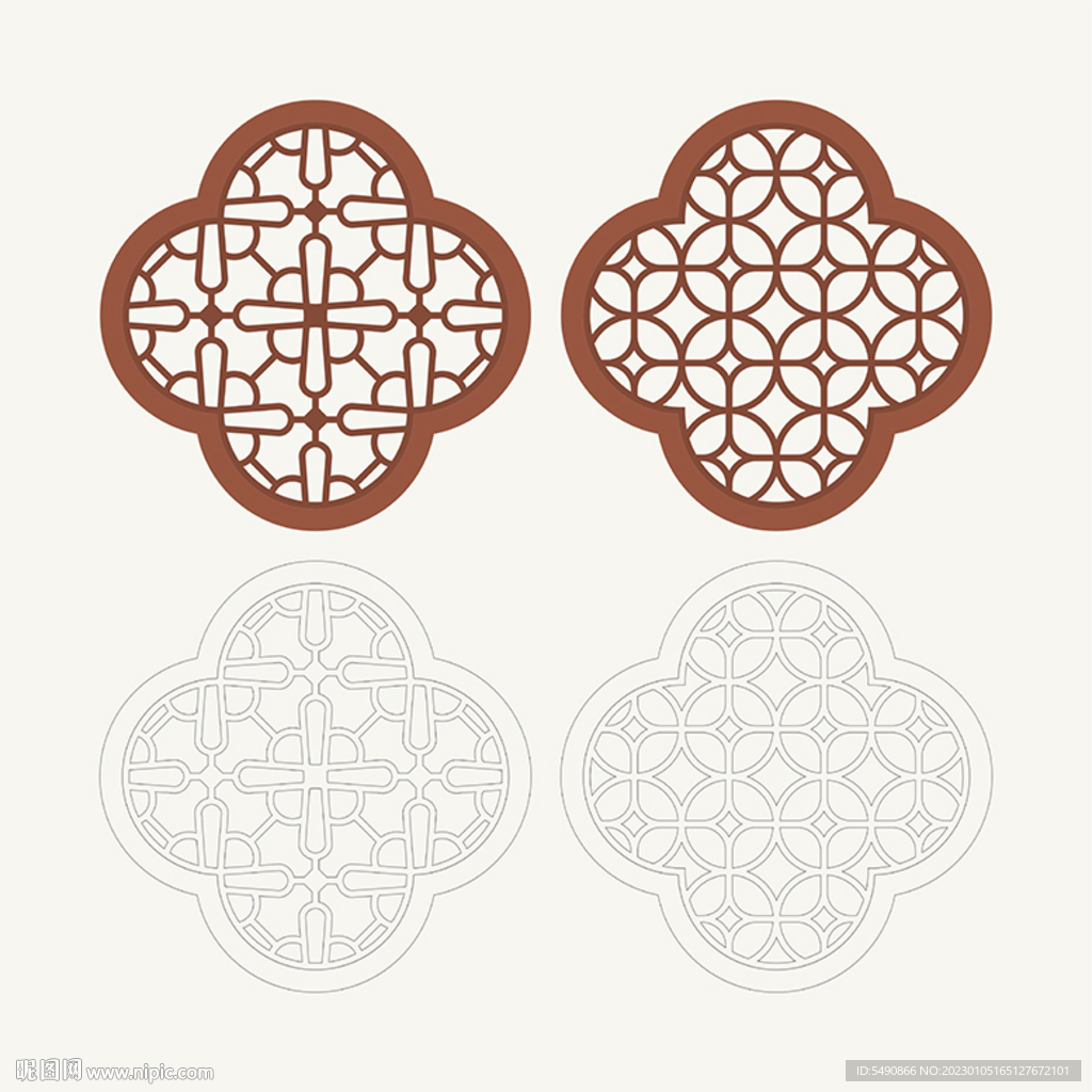 梅花形窗花格 花窗 中式图案