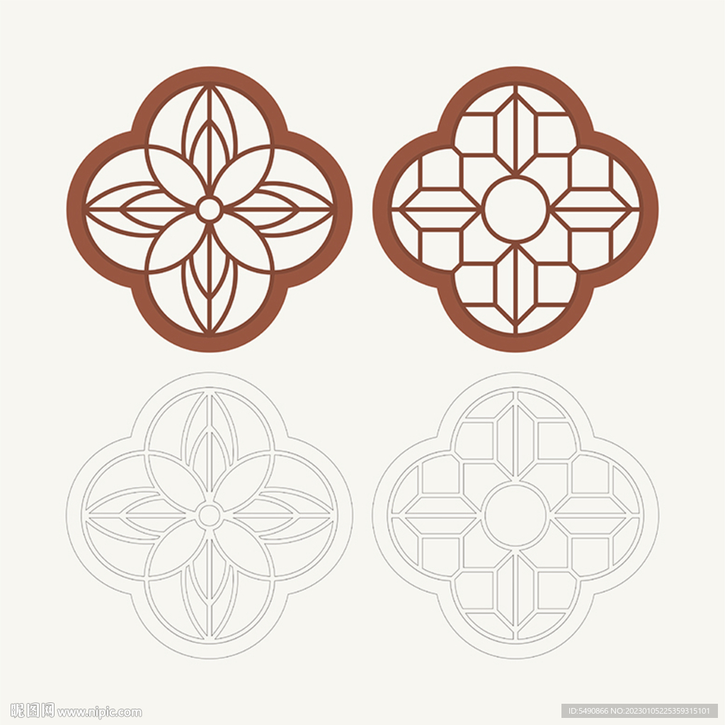 梅花形窗花格 花窗 中式图案