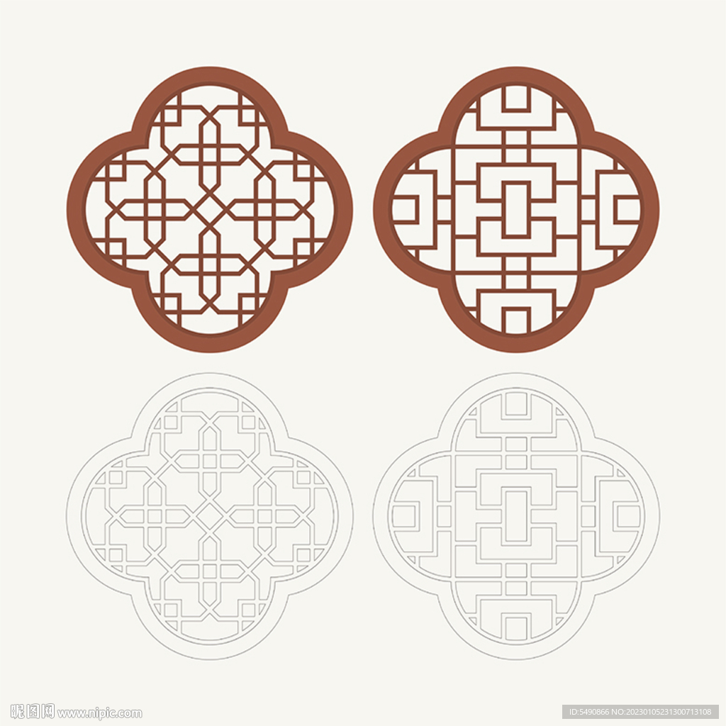 梅花形窗花格 花窗 中式图案