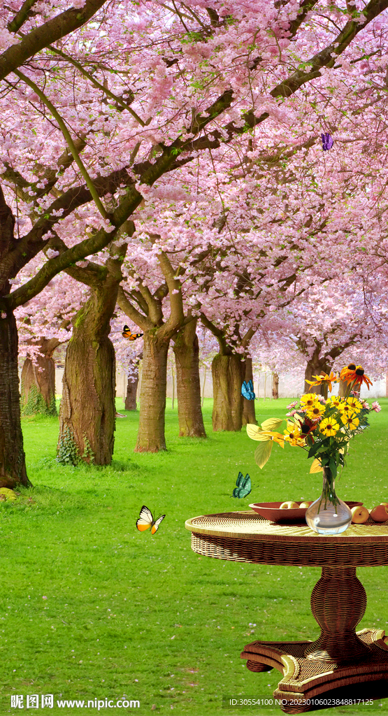 桃花装饰画图片