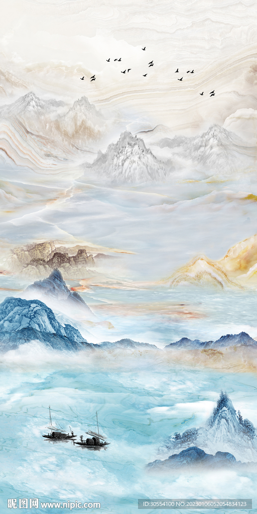 高清 高端玄关山水 tiF分层