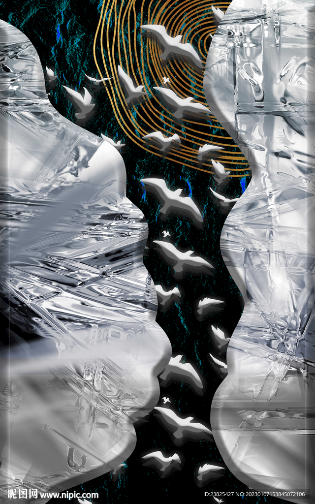 新中式抽象玄关装饰画