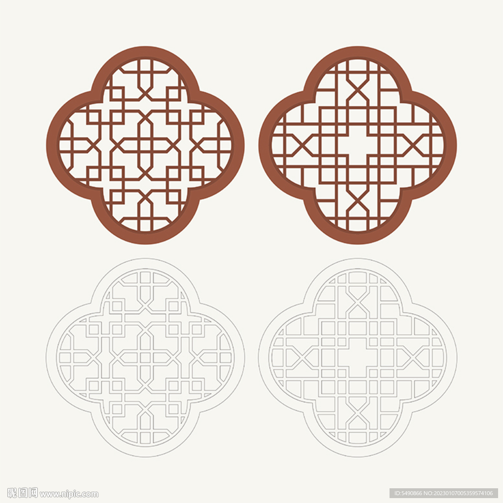 梅花形窗花格 花窗 中式图案