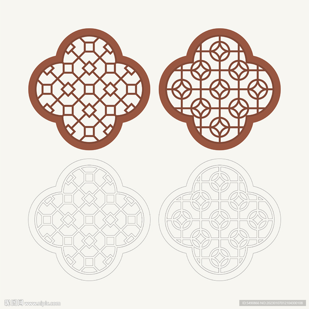 梅花形窗花格 花窗 中式图案