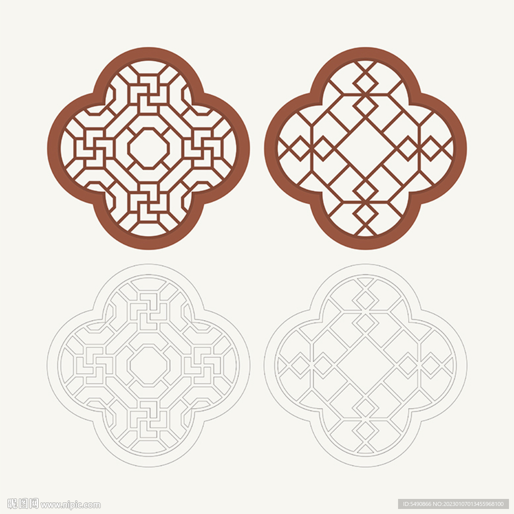 梅花形窗花格 花窗 中式图案