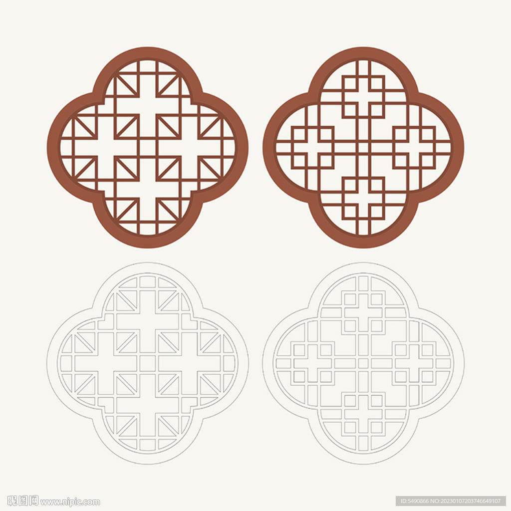 梅花形窗花格 花窗 中式图案