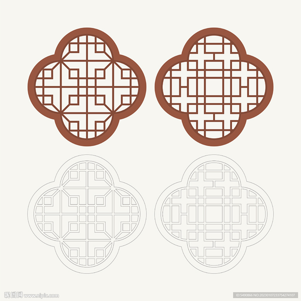 梅花形窗花格 花窗 中式图案