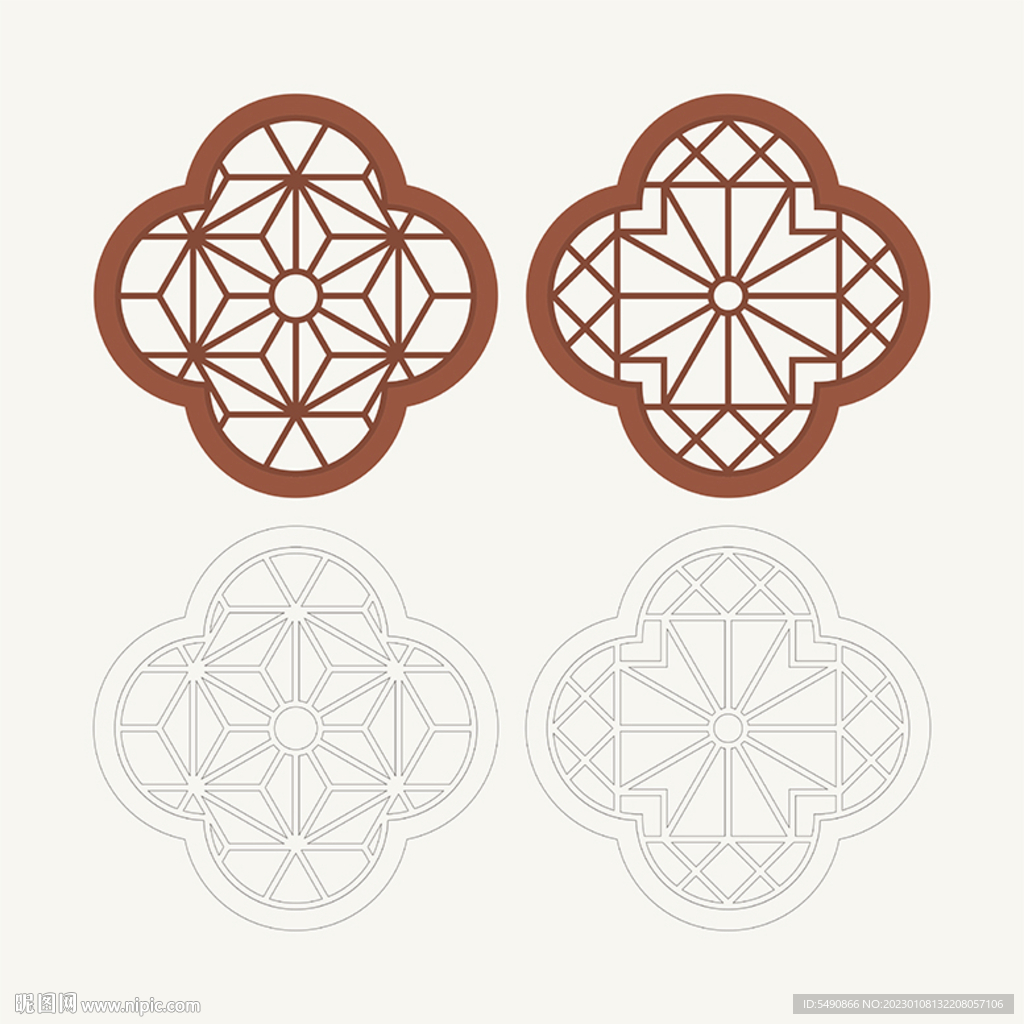 梅花形窗花格 花窗 中式图案