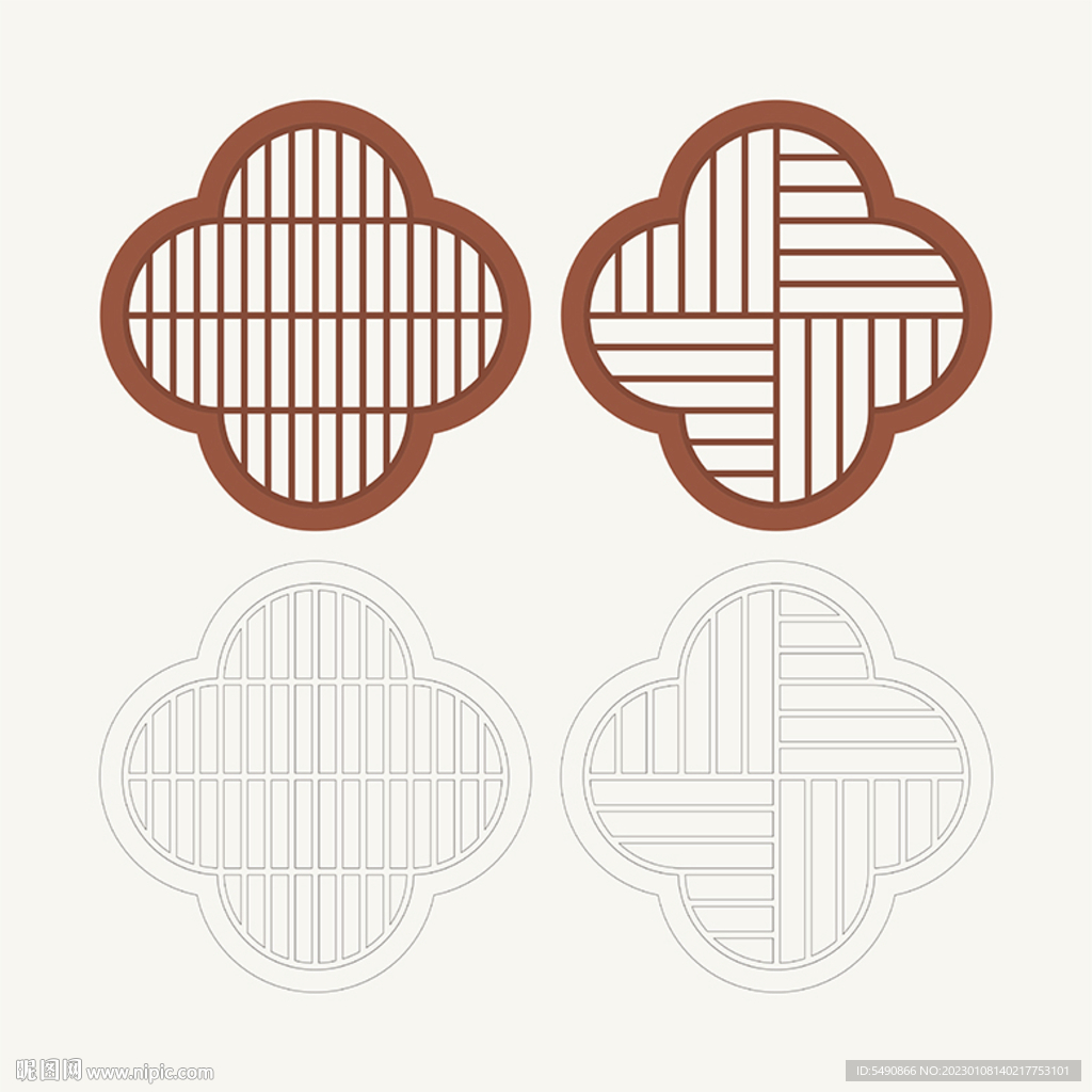 梅花形窗花格 花窗 中式图案