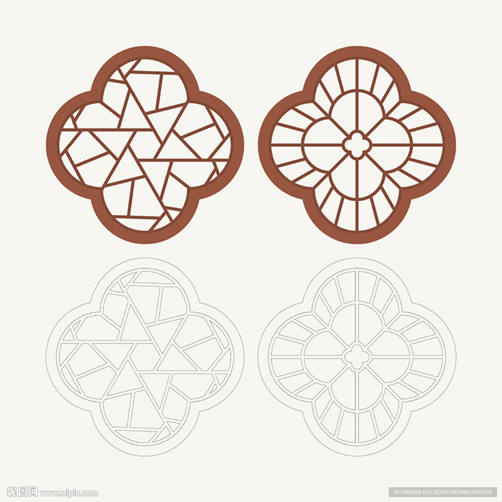 梅花形窗花格 花窗 中式图案