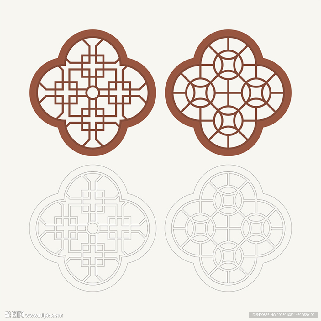 梅花形窗花格 花窗 中式图案