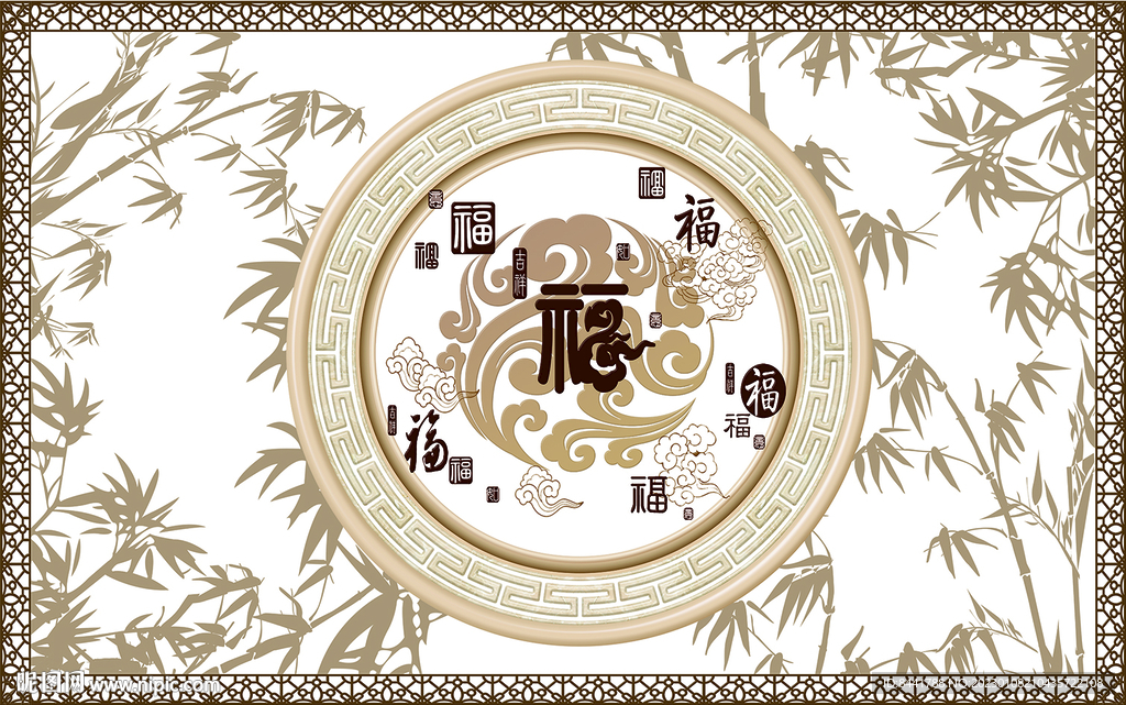 百福图竹报平安软膜天花吊顶