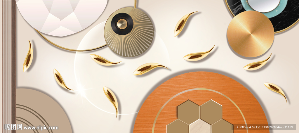 抽象九鱼图装饰画图片