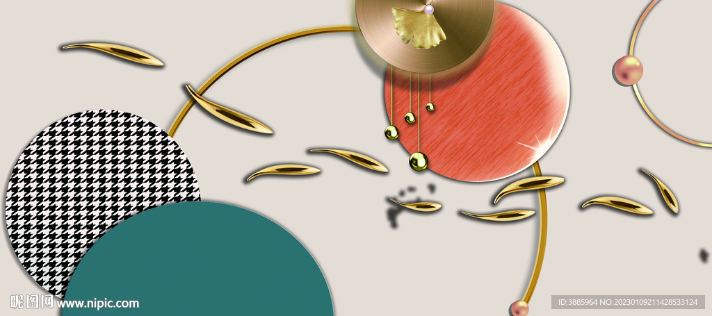 抽象九鱼图装饰画图片