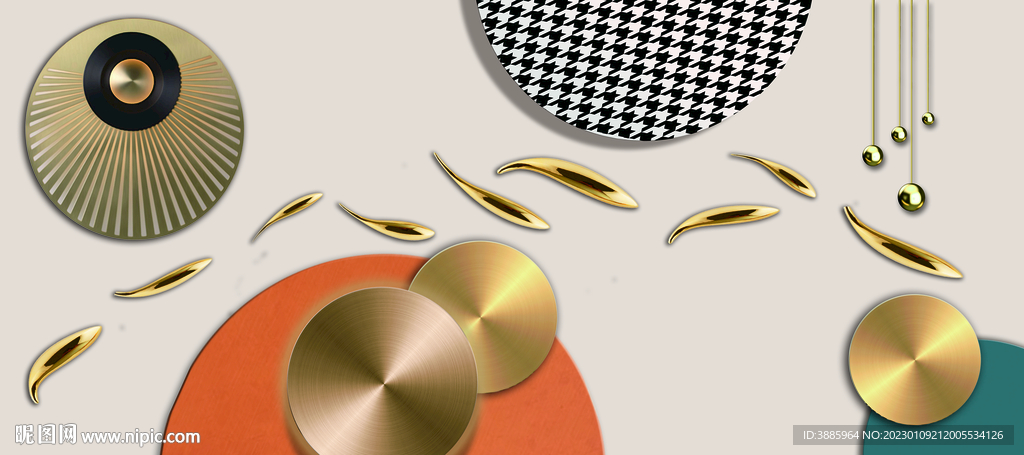 抽象九鱼图装饰画图片