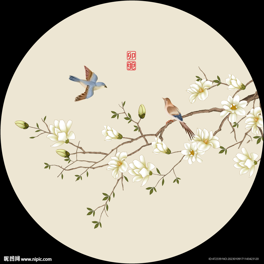 新中式手绘花鸟国画装饰画