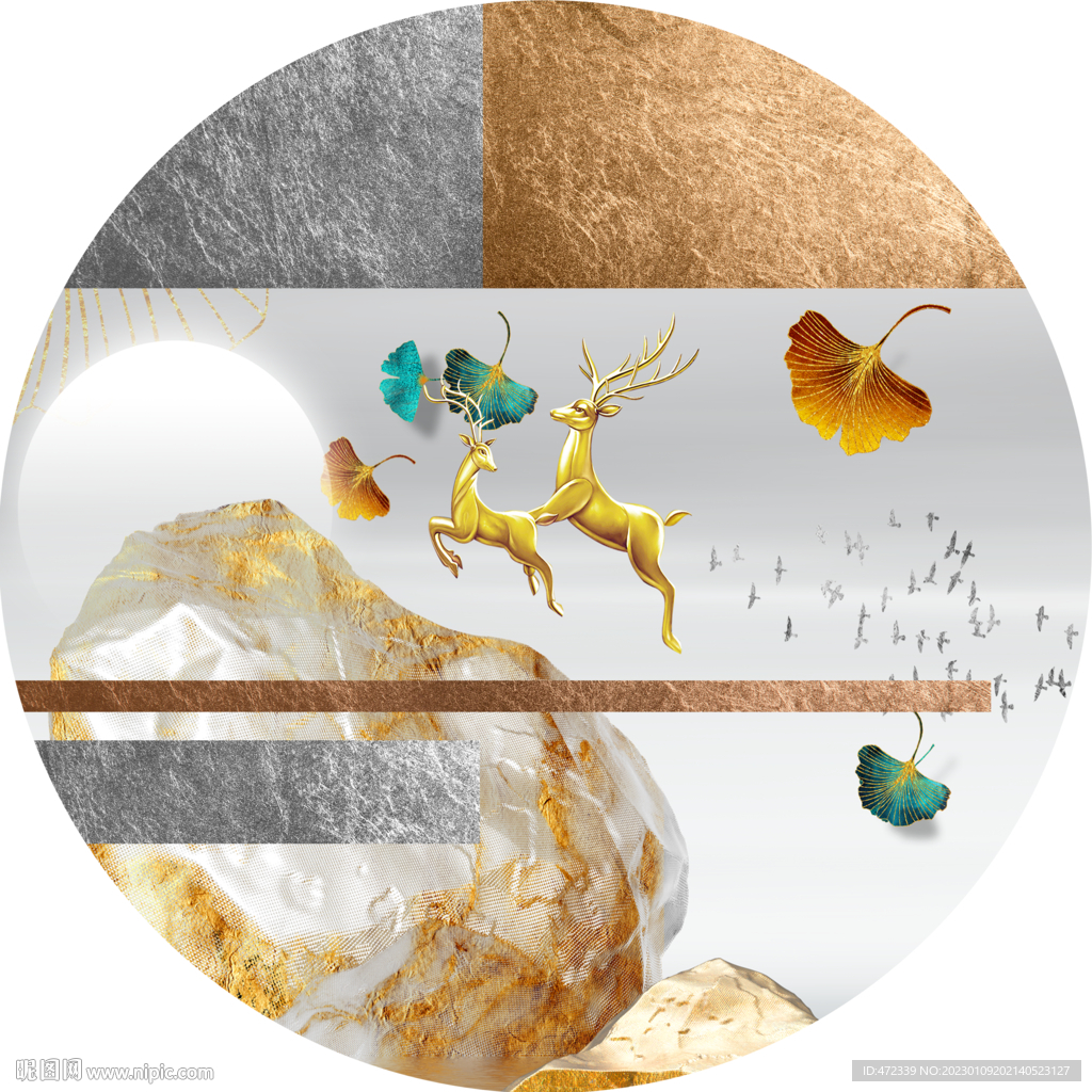 新中式麋鹿装饰画