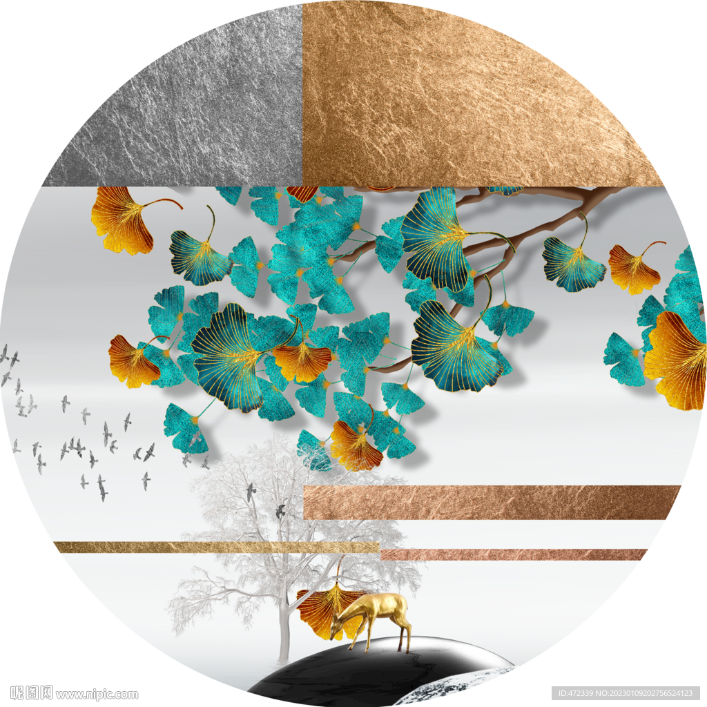 新中式麋鹿装饰画