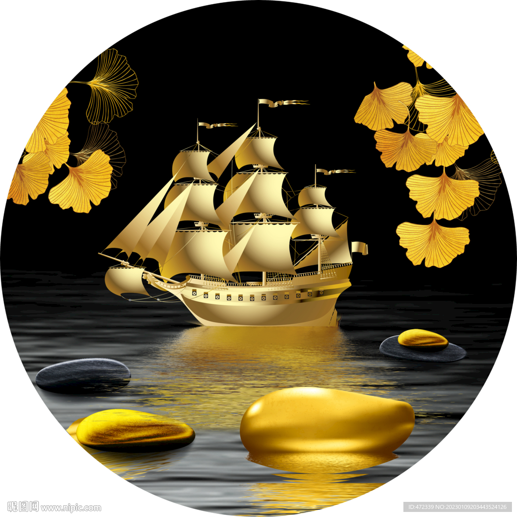 新中式一帆风顺装饰画