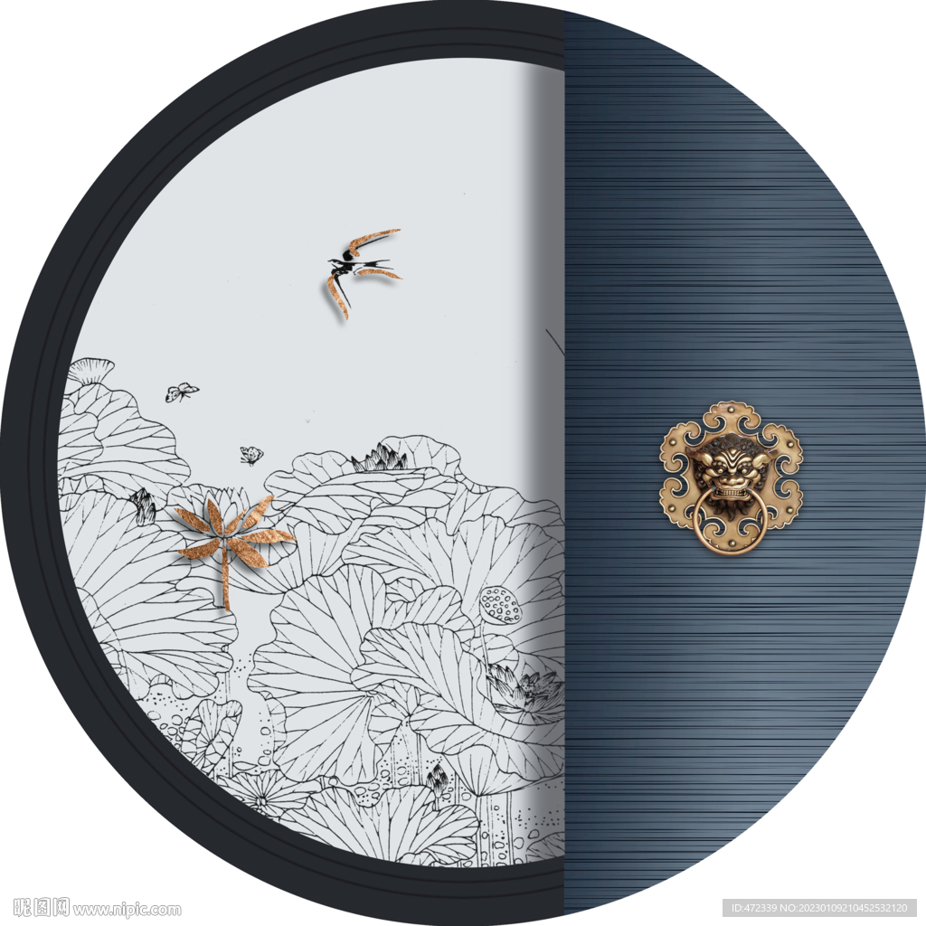 新中式线描国画装饰画