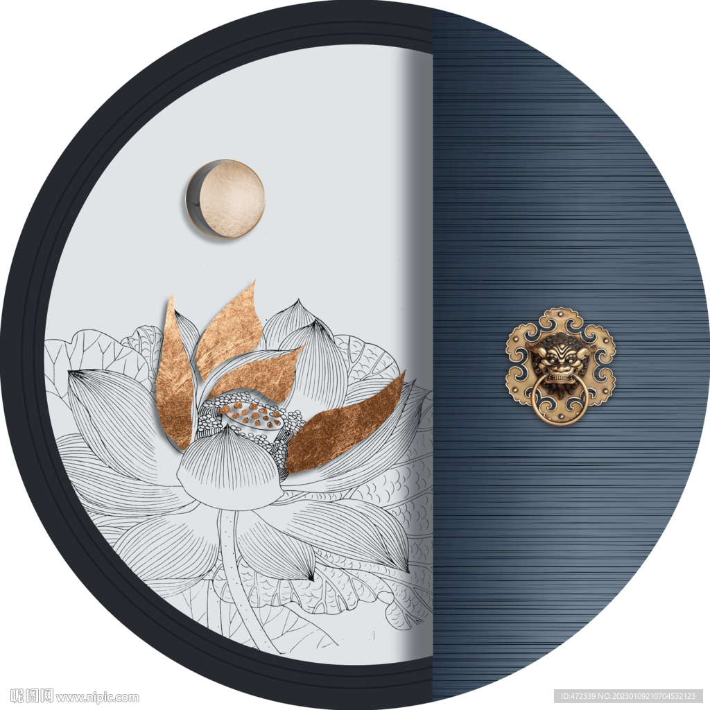 新中式线描国画装饰画